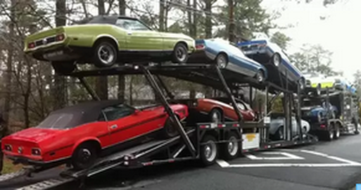 Open Carrier loaded with many Ford Mustangs
